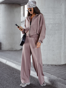 Дамски двуцветен спортен комплект с цип капучино Bolf 821109