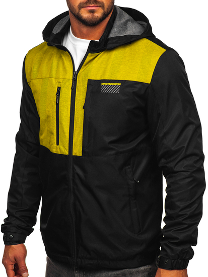 Мъжко черно спортно яке тип ветровка Bolf 22M311