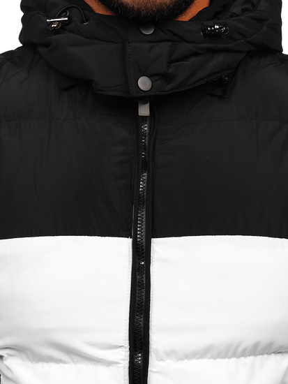 Бял капитониран мъжки елек с качулка Bolf 1189