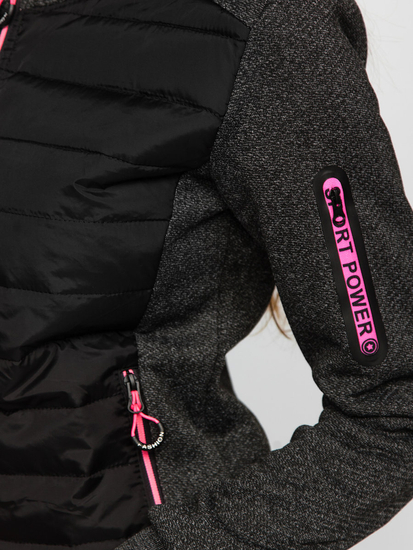 Дамско черно ватирано дежсезонно яке с качулка Bolf KSW4001A1