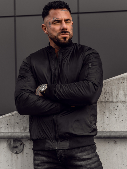 Мъжко преходно черно яке бомбър Bolf AK95A