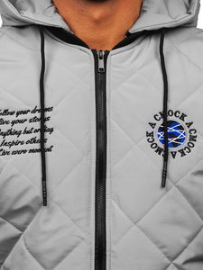 Сиво мъжко преходно капитонирано яке тип бомбър Bolf 84M3006