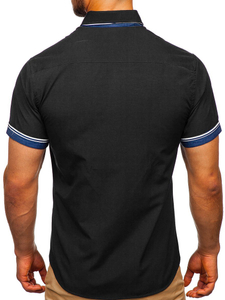 Мъжка риза с къс ръкав черна Bolf 2911-1