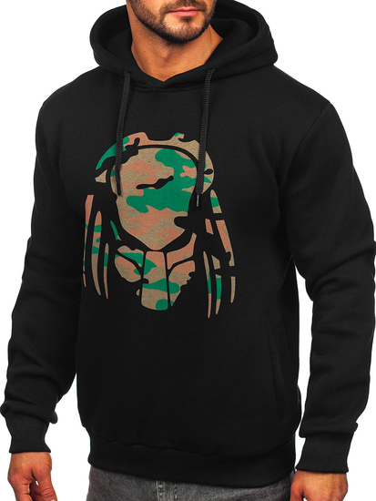 Черен дамски суитшърт с качулка и принт Bolf 147048