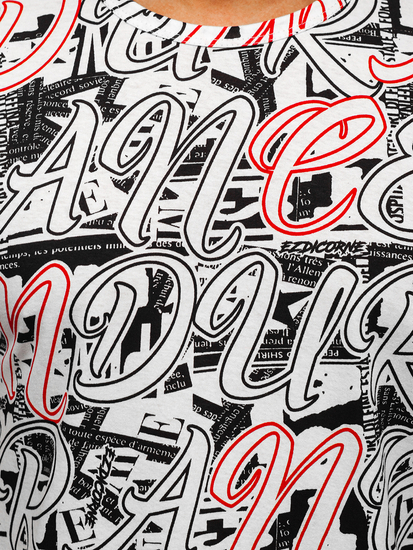 Бяла мъжка тениска с принт Bolf 14906