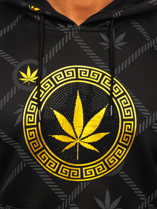 Черен мъжки суитшърт с принт и качулка Bolf HM630