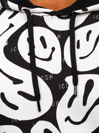 Бял с принт мъжки суитшърт качулка Bolf 141032