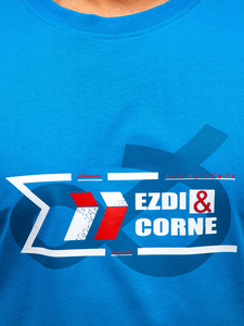 Небесносиня мъжка памучна тениска Bolf 14736