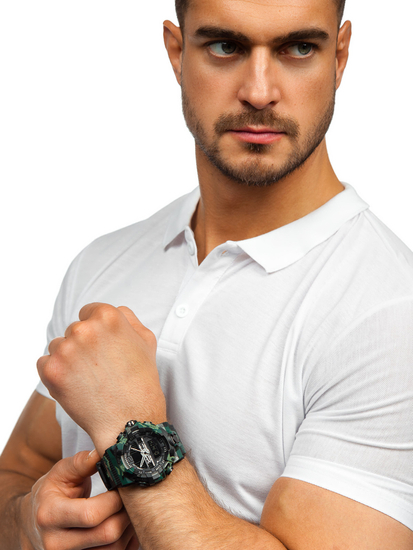 Зелен камуфлажен мъжки часовник Bolf 3261