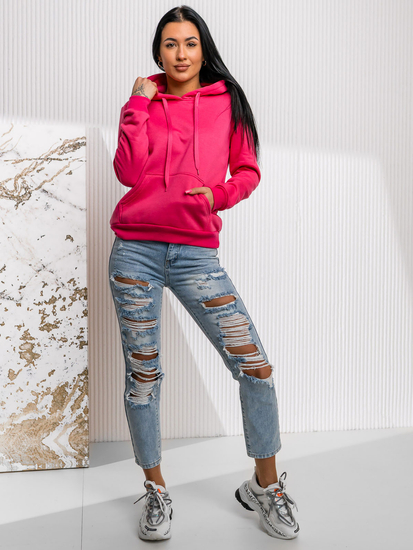 Дамски суичър тип кенгуру в цвят фуксия Bolf W02A1