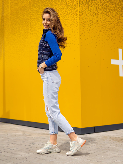 Тъмносин капитониран дамски елек Bolf R0107AA