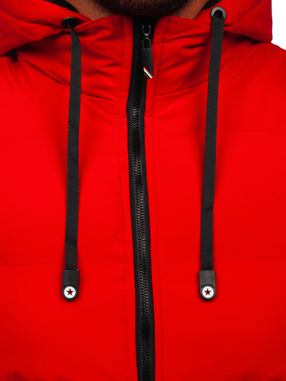 Червено капитонирано мъжко зимно яке Bolf 5M3125