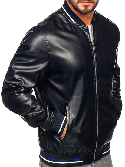 Черно мъжко кожено яке Bolf 6707