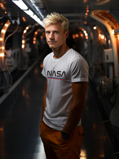 Бяла памучна мъжка тениска с принт Bolf 14749