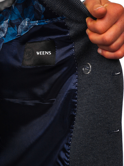 Тъмносиньо мъжко елегантно сако с двойно закопчаване Bolf 006