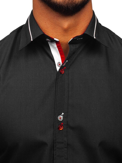 Мъжка елегантна риза с дълъг ръкав черна Bolf 5826