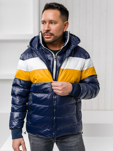 Тъмносиньо ватирано мъжко зимно яке Bolf 6592A1