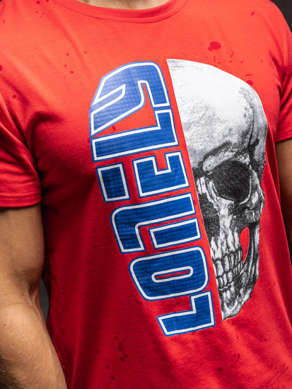 Тъмносиня мъжка тениска с принт Bolf Y70012