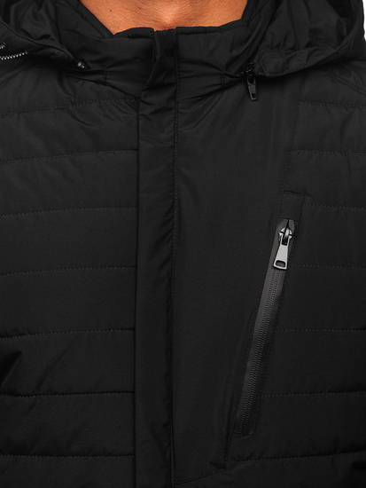 Черно капитонирано мъжко преходно яке Bolf 22M305