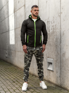 Черно-зелено мъжко преходно яке softshell Bolf HH017