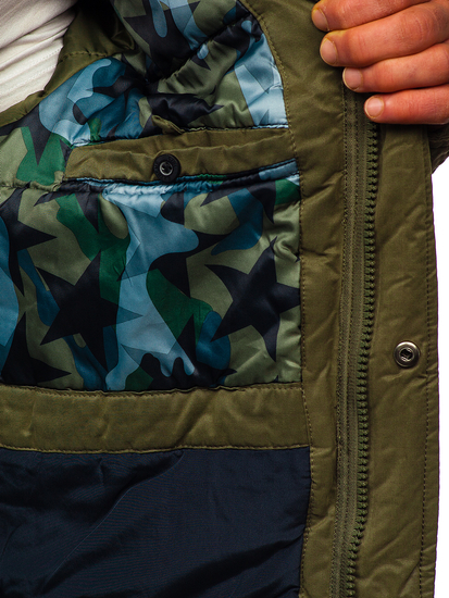 Мъжко зимно яке парка зелено Bolf 1793
