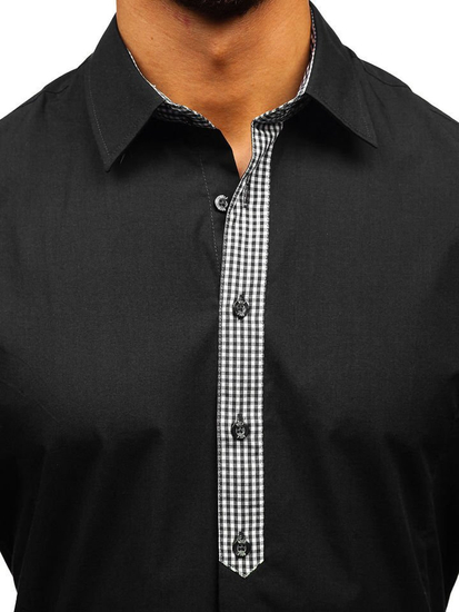 Мъжка елегантна риза с дълъг ръкав черна Bolf 0939