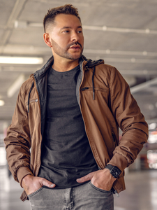 Кафяво памучно преходно мъжко яке Bolf 84M3010A