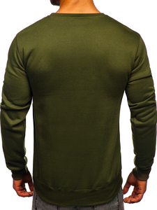 Мъжки суитшърт без качулка маслиненозелен Bolf 2001