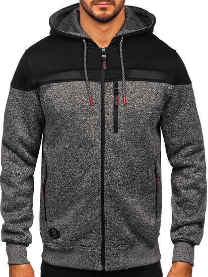 Антрацитен мъжки суичър-яко с качулка Bolf TC1217