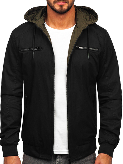 Черно мъжко преходно памучно яке Bolf 84M3010