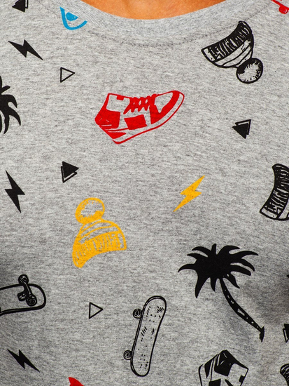 Мъжка тениска с принт сива Bolf 1150