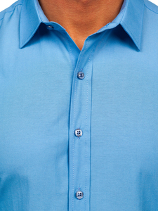 Светлосиня елегантна мъжка риза с дълъг ръкав Bolf 1703