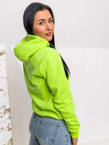 Дамски светло зелен суичър тип кенгуру Bolf W02A1