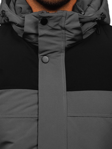 Графитово мъжко зимно яке с качулка Bolf 22M322