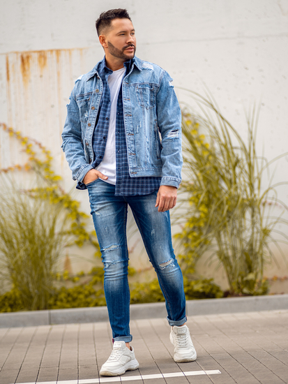 Небесносиньо мъжко дънково яке Bolf MJ501BC