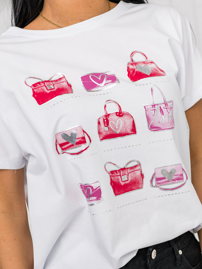 Бяла дамска тениска с щампа Bolf 95T2531