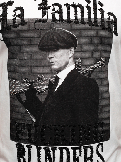 Бяла мъжка тениска с апликации Bolf 21004