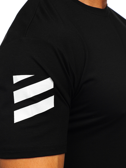 Черна мъжка тениска с принт Bolf 2607