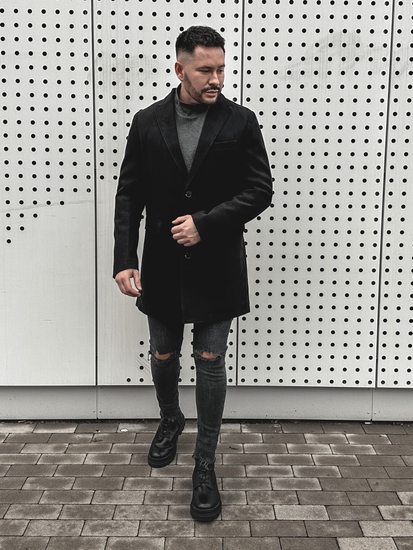 Мъжко зимно палто черно Bolf 1047-1