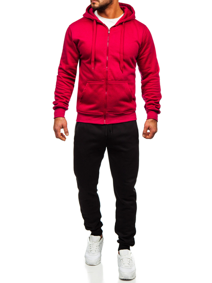 Бордо мъжки анцуг с качулка и цип Bolf D004