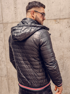 Черно капитонирано преходно мъжко яке Bolf 6191A