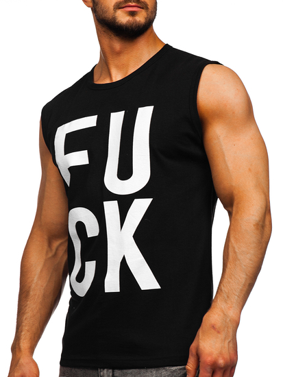 Черен мъжки потник с принт Bolf 14820