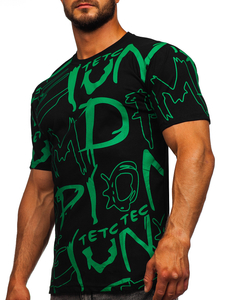 Черна памучна мъжка тениска с принт Bolf KS1972