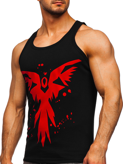 Черен мъжки потник с принт Bolf 14843