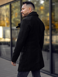 Мъжко двуредно зимно палто с висока яка черно Bolf 1048A2