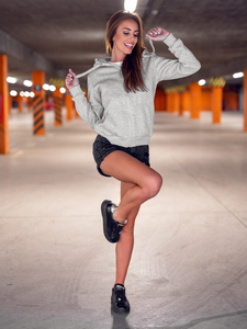 Дамски суитшърт з качулка сив Bolf W03B