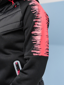 Черно капитонирано дамско преходно яке с качулка Bolf KSW4007