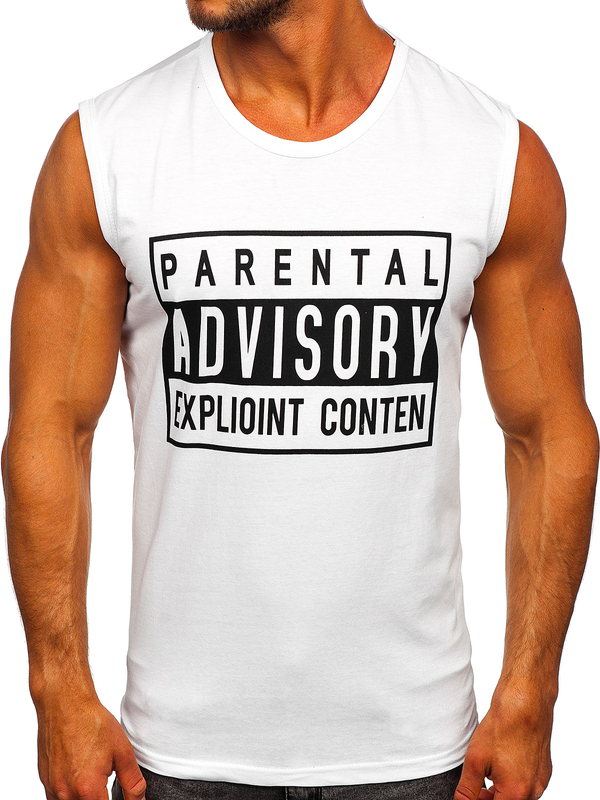 Бяла тениска tank top с принт Bolf 14828