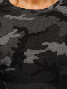 Графитна тениска мъжка камуфлаж с принт Bolf S808