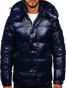 Тъмносиньо капитонирано мъжко зимно яке Bolf 9970